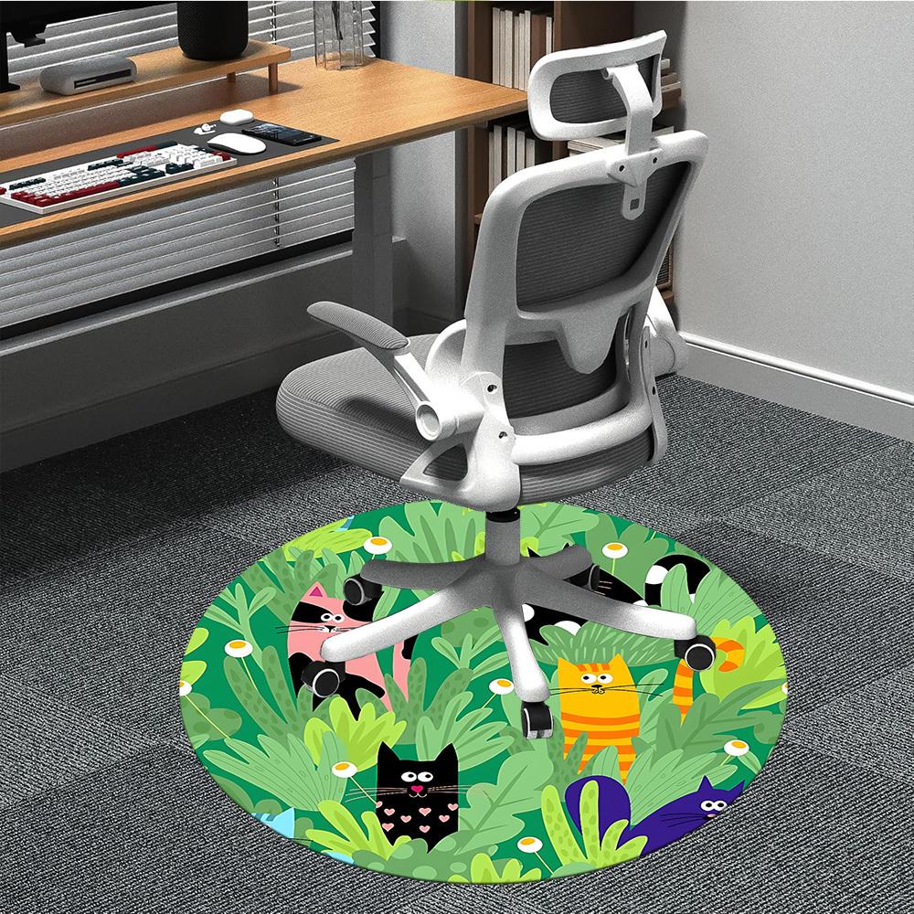 

1pc Cats Garden Office Round Rug, Non-slip, Soft and Durable Office Rug for Interior Decoration, Perfect for Office, Beautiful Decoration yy260324014 80cm by 80cm