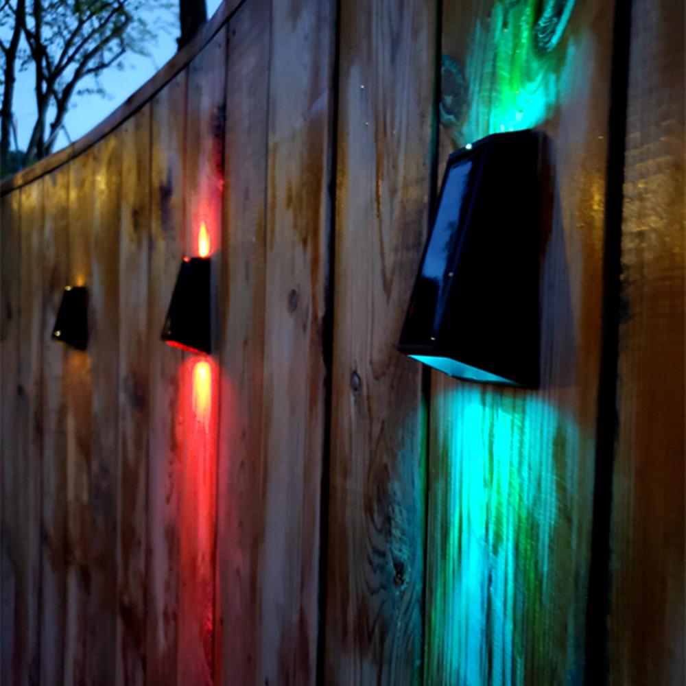 4pc/Set Solar Garden Lights RGB Color Changing Waterproof Fence Stairs Wall Lamp