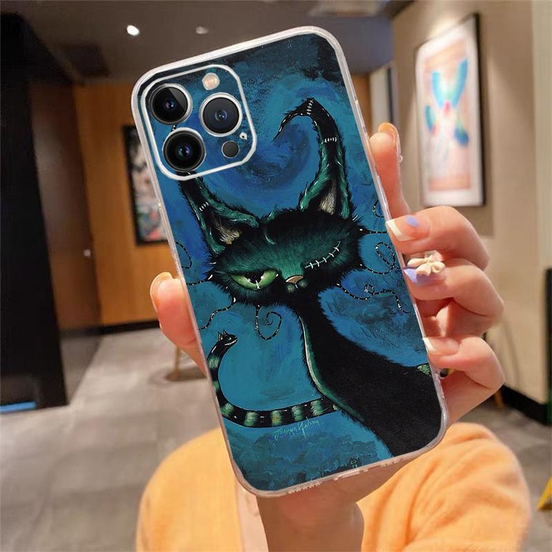 

Phone Case For iphone 17 Pro Air 17ProMax 16 15 14 13 Pro Max 16 15 14 13 Pro 15Plus Black Cat Art iphone 14Pro