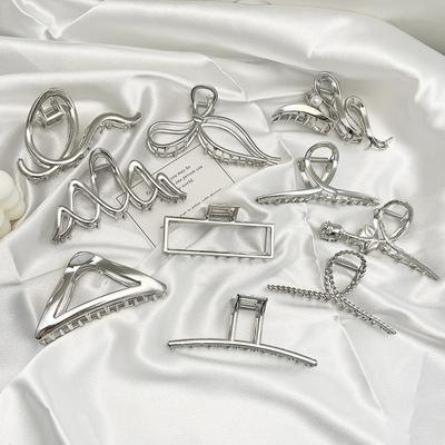 Fashion Women Metal Hair Claws For Trendy Gold Silver Color Cross Hair Clip Crab Korean Geometric Hairpins Girl Hair Accessories