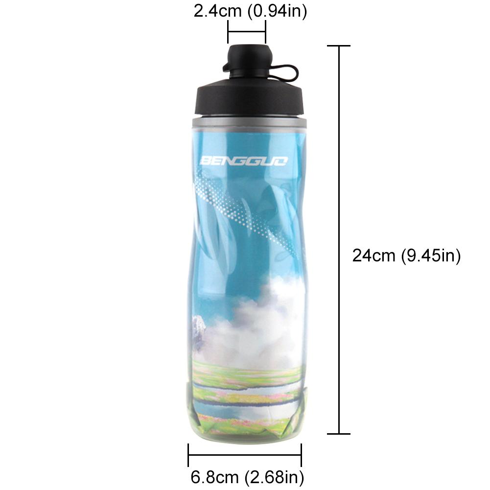 610ml Insulated Bike Water Bottle with Dust Cover Squeeze Sports Bottle Keep Water Cooler Cycling Water Bottle Cycling Equipment