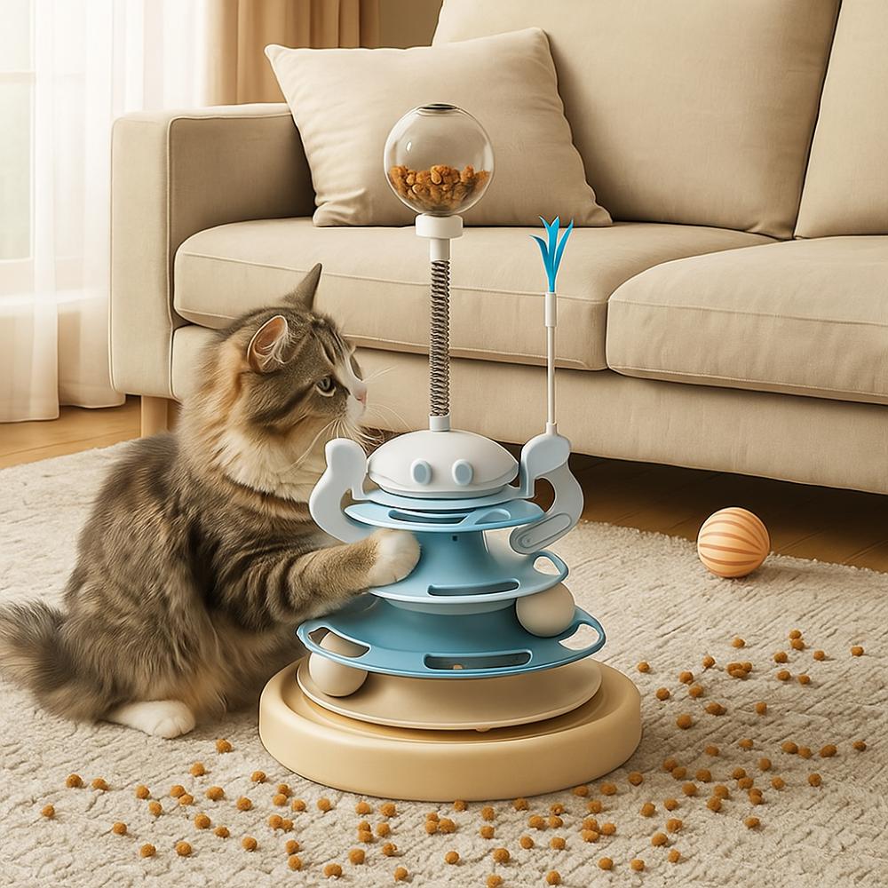 Detachable Cat Ball Track Toy Rotating Pet Puzzle Training Toy Cat Turntable Toy  Multi-Cat