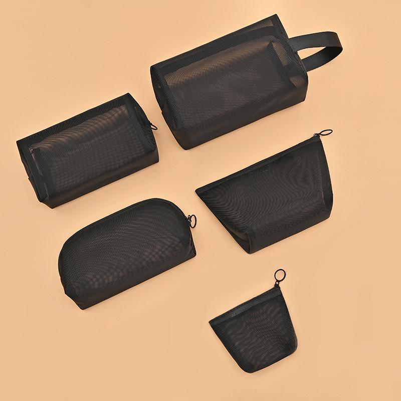 Popular Portable Nylon Mesh Makeup Bag – Transparent Small Cosmetic and Toiletry Storage for Travel