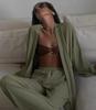 Women's Autumn Casual Two-Piece Set: Waist-Cinching Belted Cardigan & Long Pants