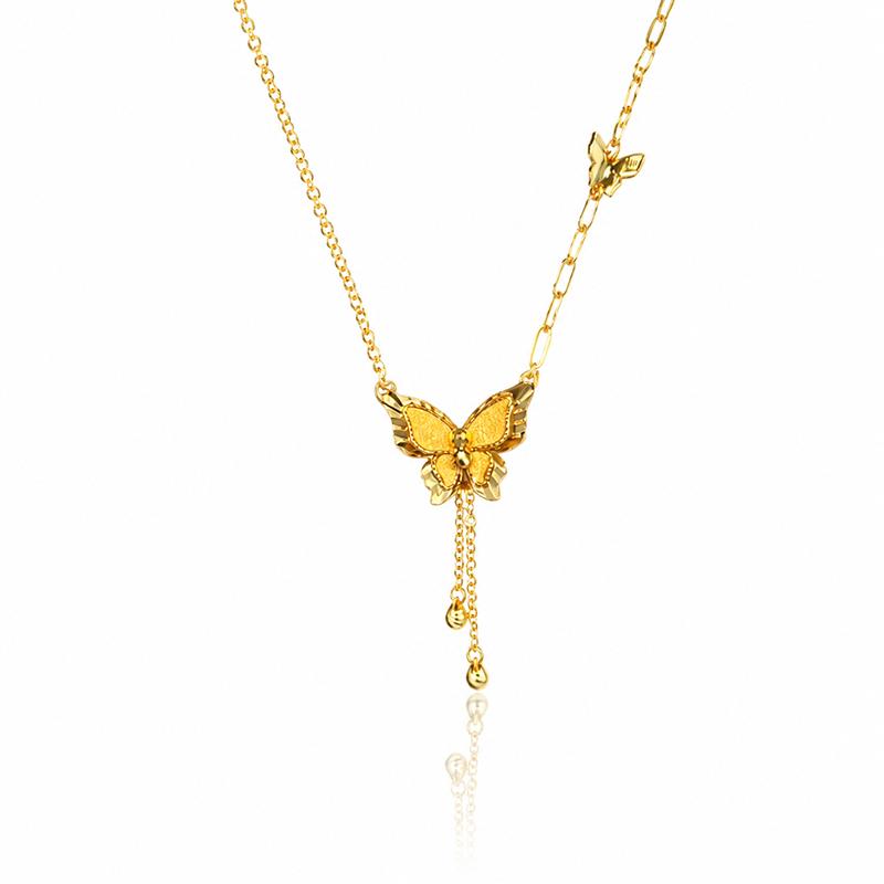 Goldener Schmetterling Quaste Anhänger Halskette für Damen Elegante Verstellbare Schlüsselbein Kette Trendiger Anhänger Schmuck Geschenk für Party Geburtstag Valentinstag