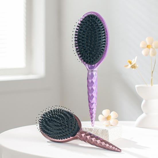 Boar Bristles Hair Brush with Ergonomic Handle Anti-static Scalp Massage Air Cushion Comb Men Women Portable Hair Styling Detangling Brush