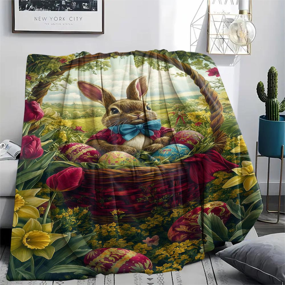 Easter egg Print Flannel Blanket,High quality Comfortable for All Seasons,Home Decor,Warmth and Comfort,Perfect for Christmas Gifts