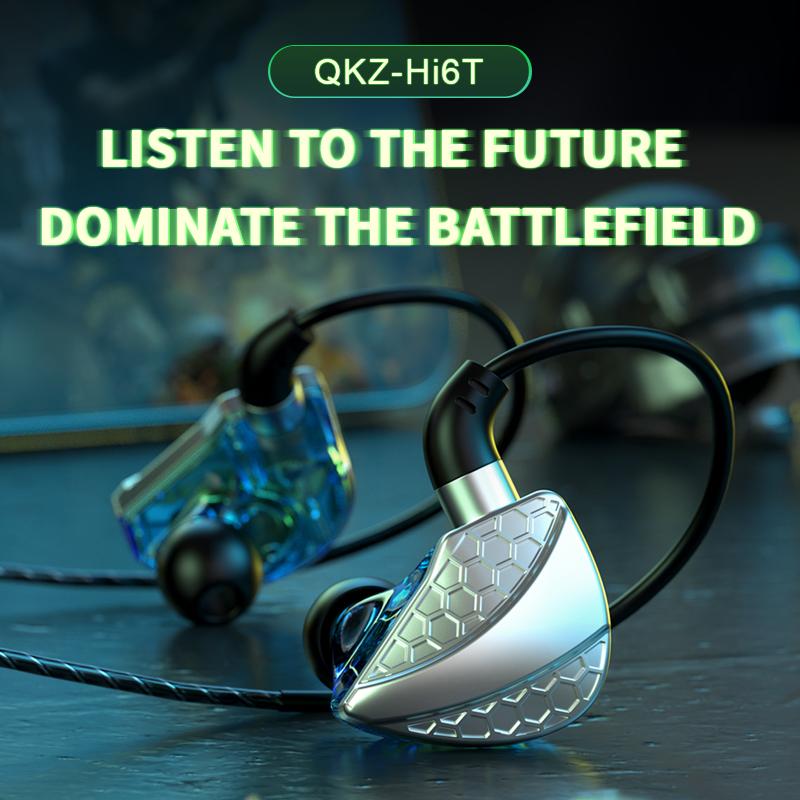QKZ Hi6T Динамическая проводная гарнитура HiFi Bass 3,5 мм Наушники с HD-микрофоном Наушники с шумоподавлением для звонков и громкой связи