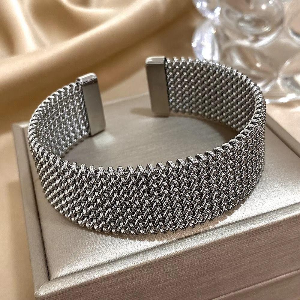 Vintage Vintage Cuff Bracelet Golden/Silver Plated Braided Mesh Bracelet Gift Giving