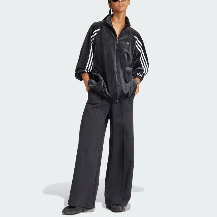 Adidas Originals Velvet Oversized Track Top Women Tops Black IS4555