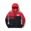 Li Ning Reignite Series Spliced Letter Zipper Hooded Sports Windbreaker Men Outerwear Black Glory-Red AFDUC11-2