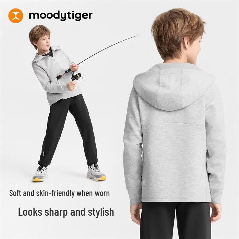 Moodytiger Kids' Milk Fabric Windproof High-Elastic Hooded Jacket