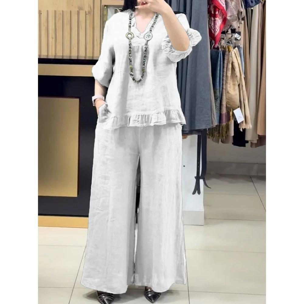 Fashionable Casual Loose Short-sleeved Plus-size Suit for Women