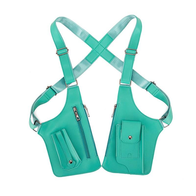 Zaino tattico da esterno antifurto con tracolla doppia e tasche multiple, borsa da petto, borsa a tracolla incrociata da uomo in pelle PU impermeabile