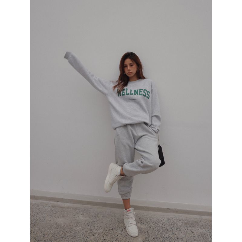 

Fleece-lined Light Flower Gray Sports Daily Basic Sweatpants Grey Fleece-lined pants L