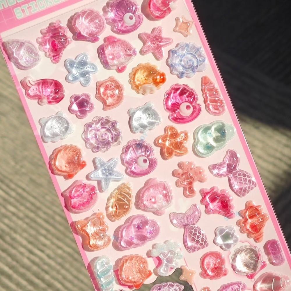 Crystal Resin Crystal Drop Sticker Solid Sticker Seashell Starfish Sticker  For Phone Case