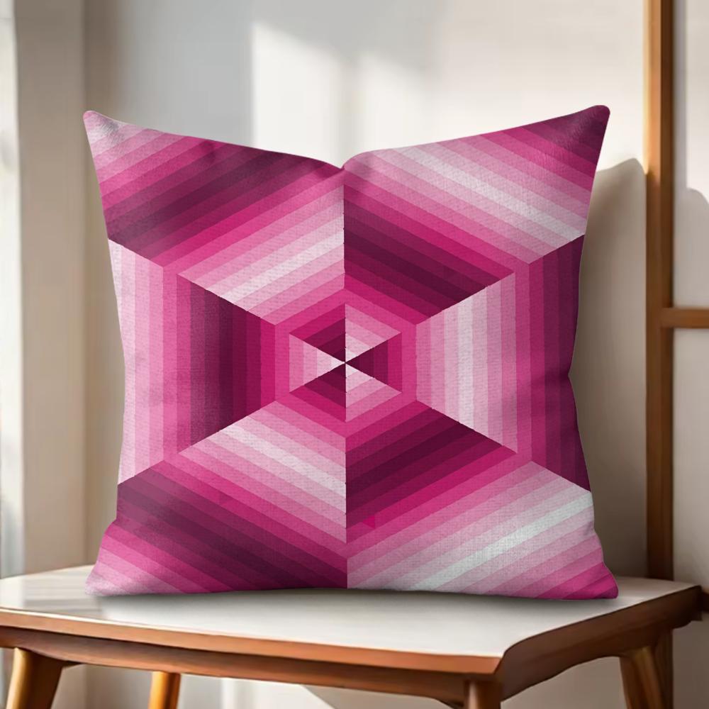 pink diamond pattern Cushion Cover Natural Linen Organic Fabric Double-Sided Printing Couch Pillow Covers Home Decor