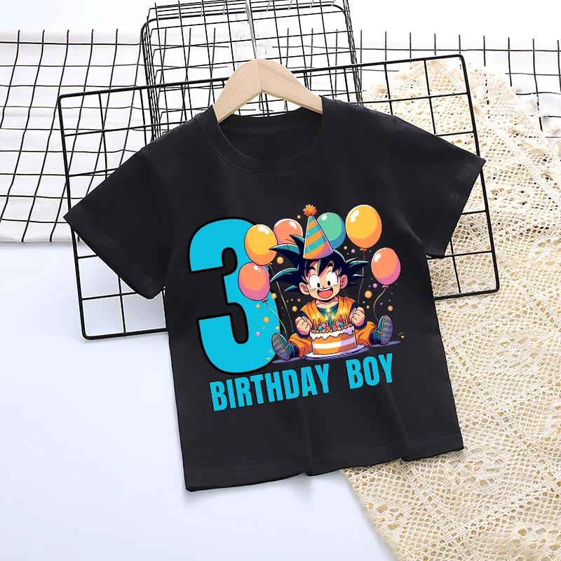 Dragon Ball Birthday Number Printed Tshirt Boys Girls Cartoon Anime Tees Short Sleeve Summer Casual Clothing Loose Tops Gifts