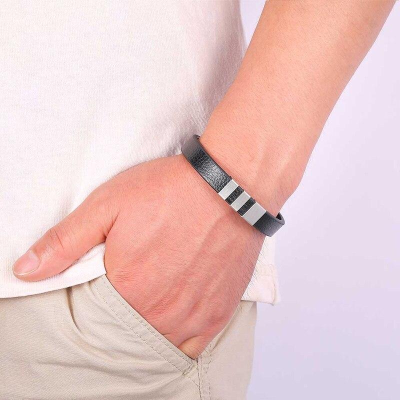 Bracelet Leather Charm Fine Men Clasp Vintage Bangles Mens Jewelry
