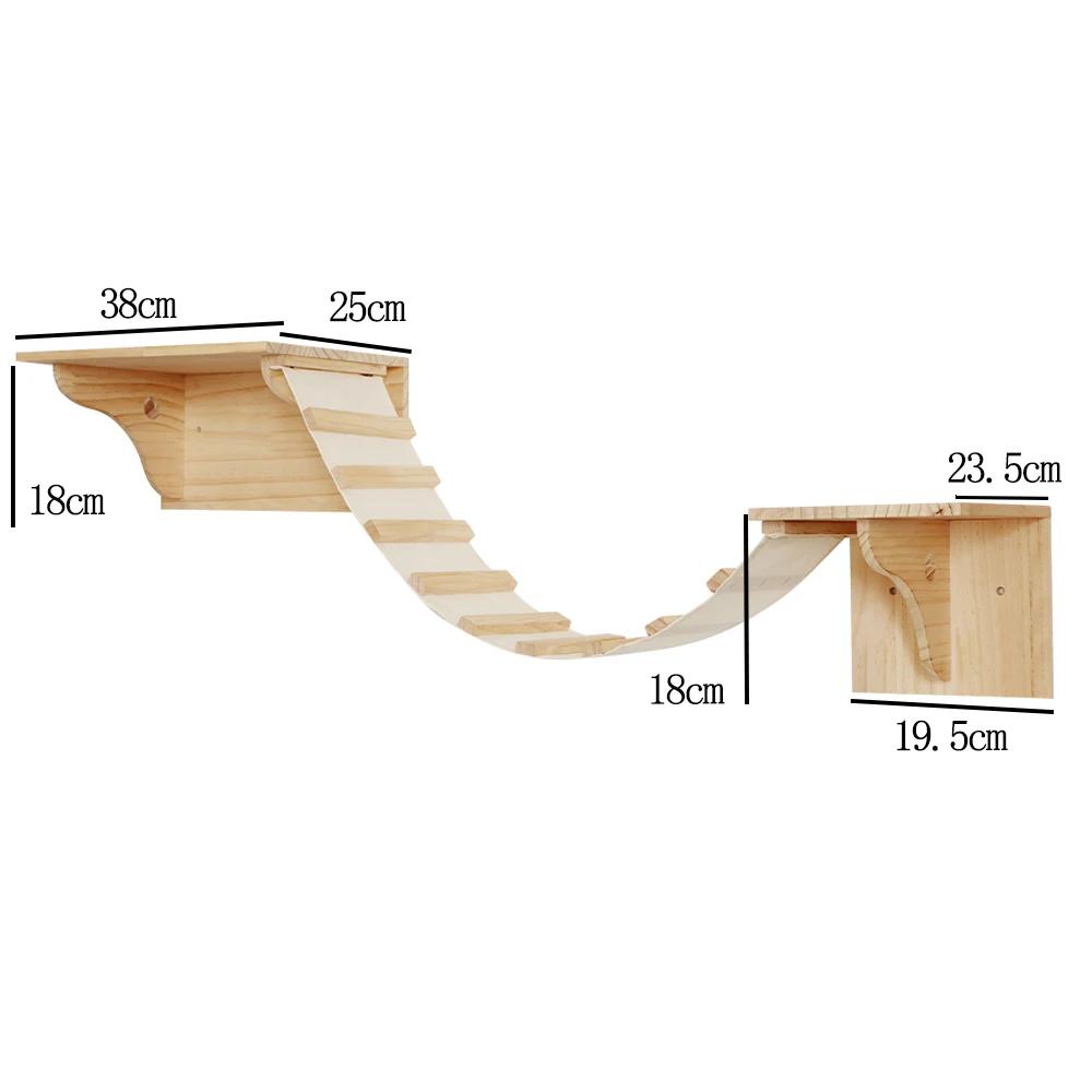 Cat Sky Park Wall-mounted Cat Tree Cat Jumping Platform Includes Sisal Scratching Board Suspension Bridge Soft Bed with Step
