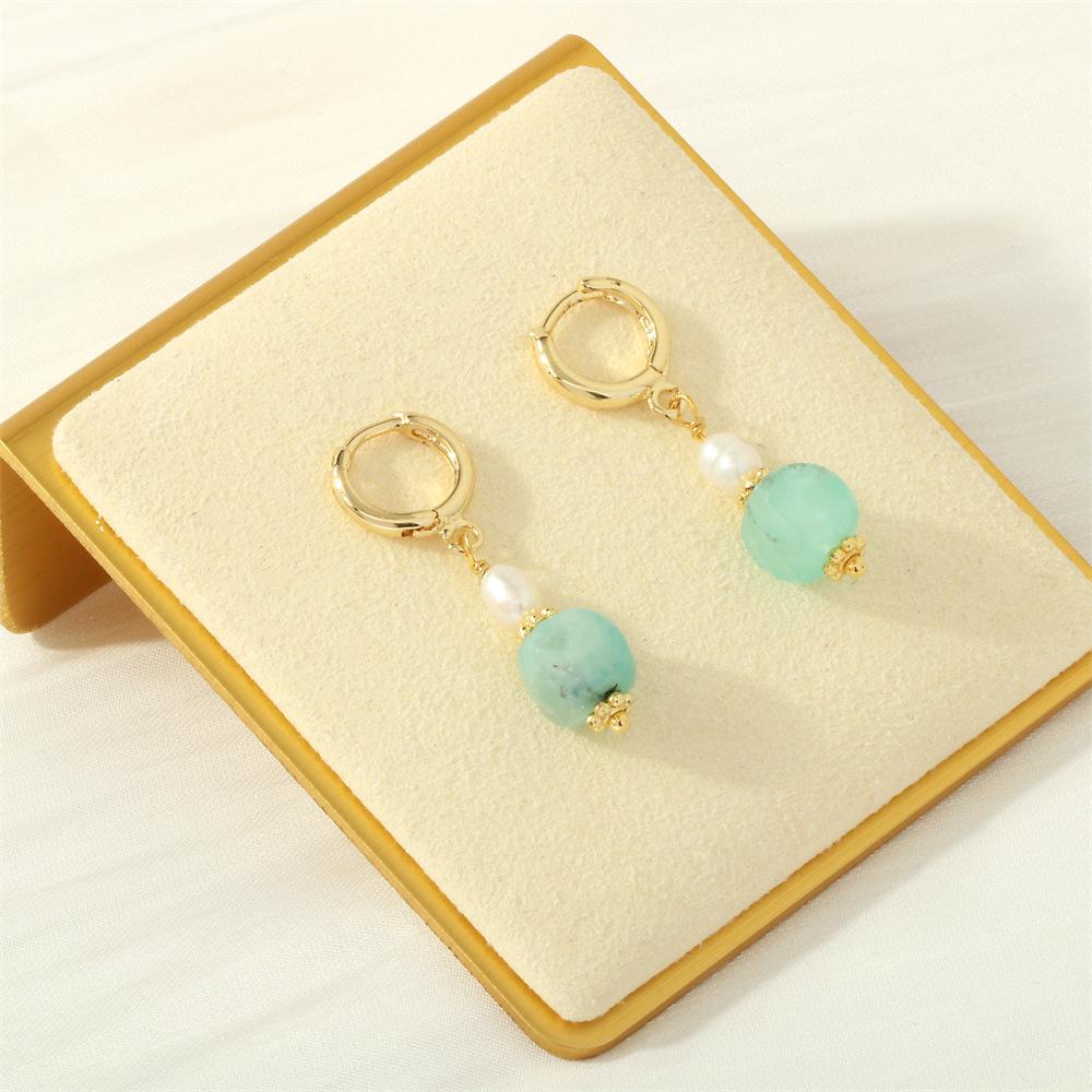 

Минималистичные серьги-капли из аметиста, амазонита и жемчуга с золотым покрытием