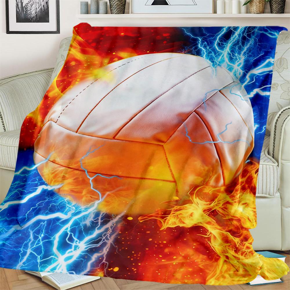1pc Fireball Lightning Pattern Flannel Throw Blanket All-Season Soft Warmth, Travel Accessories, Contemporary Gift for Home Decor