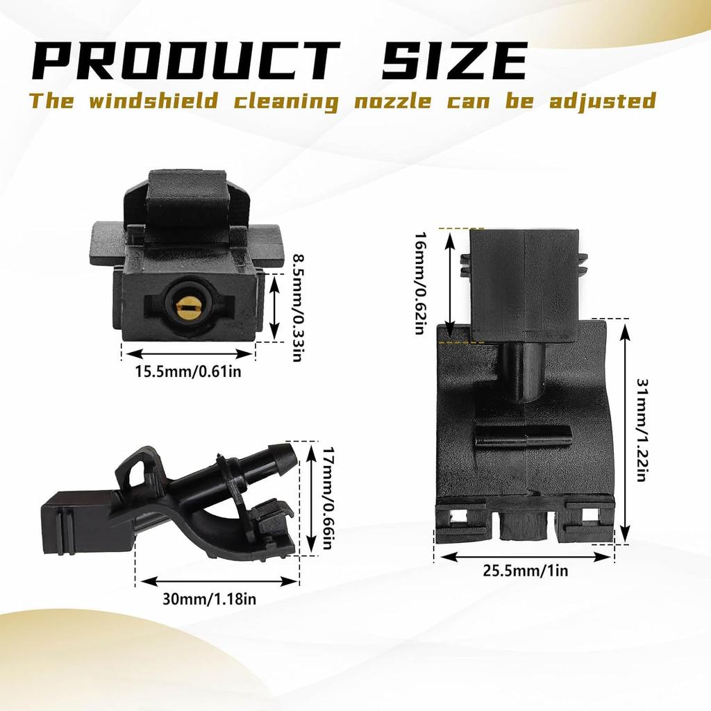 2 pcs Windshield Washer Nozzles, Compatible with Toyota RAV-4 2006-, Corolla 2006-2014, Camry 2018-2025, Lexus ES250 -2024, GX460 2010- etc, Replace
