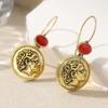 Vintage Golden Plated Red Stones Exquisite Dangle Earrings for Women  Jewelry Accessories Pendant Earrings Festival Gifts