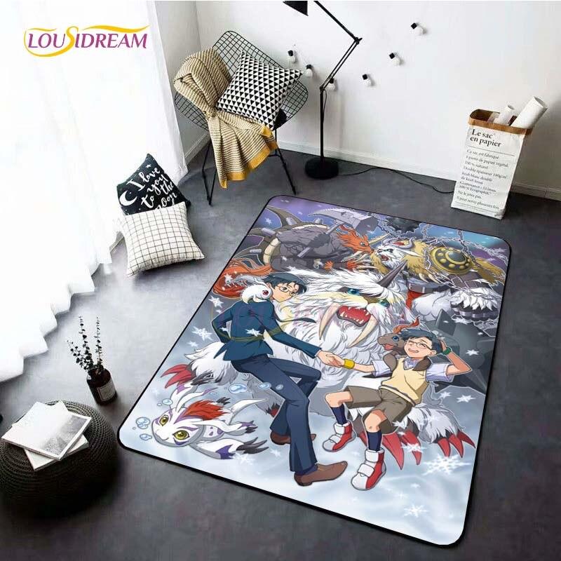 Neue Cartoon Digimon Teppiche für Wohnzimmer Rom Anime Teppich Schlafzimmer weiche Bodenmatte Anti-Rutsch-Fußmatte Home Decor Geschenk Picknick