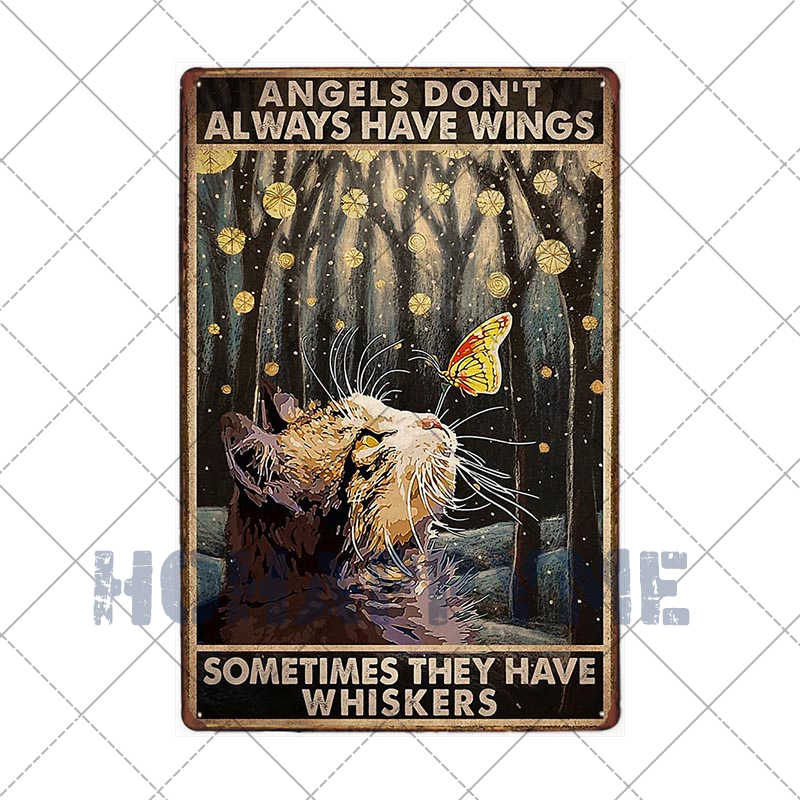 Lustiges Katzen-Vintage-Metallschild, Teller, Dekoration, Hausmalerei, Wohnzimmer, Tierhandlung, Poster, Wand, Retro-Dekor, Kunstplakate, 20 × 30 cm