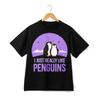 I Just Really Like Penguins Print T Shirt Arctic Animal Casual vintage Washed Unisex Soft Comfortable Versatile streetwear
