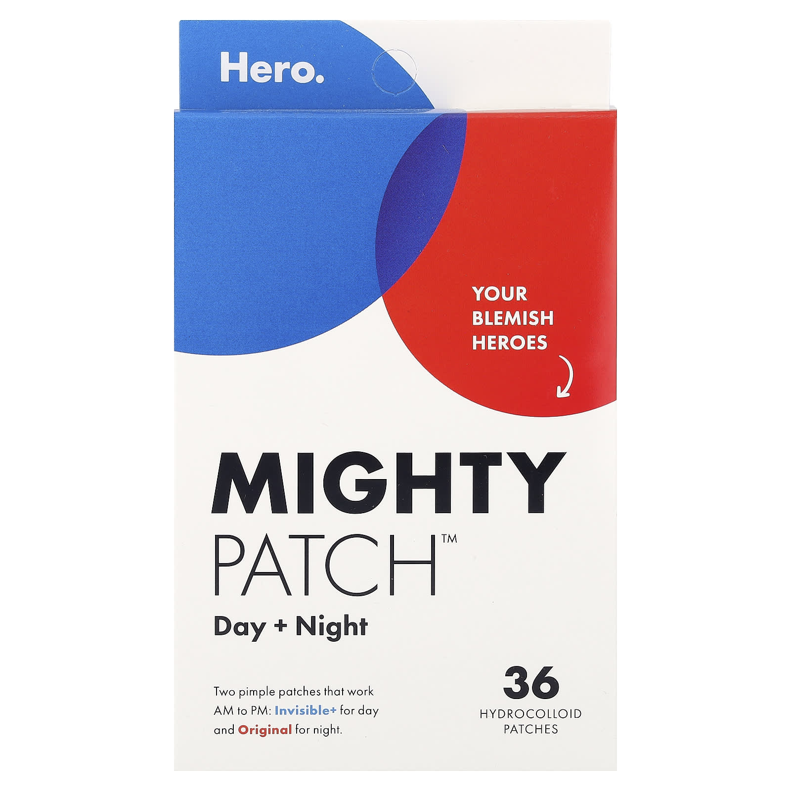 

Hero Cosmetics, Mighty Patch™, Day + Night, Hydrocolloid Patches, 36-Count