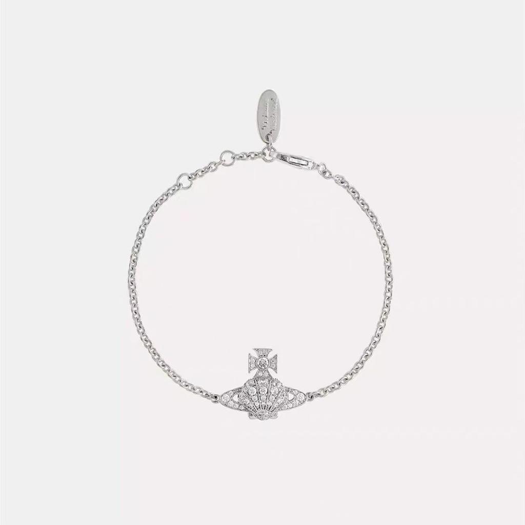 Vivienne Westwood Diamond Shell Saturn Jewelry Set: Necklace, Bracelet, and Earrings – Women's Luxury Versatile Collection.