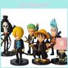 One Piece Luffy Zoro Tenue Noire Figurine PVC Décoration de Gâteau Ensemble de 6 Objets de Collection Cadeau