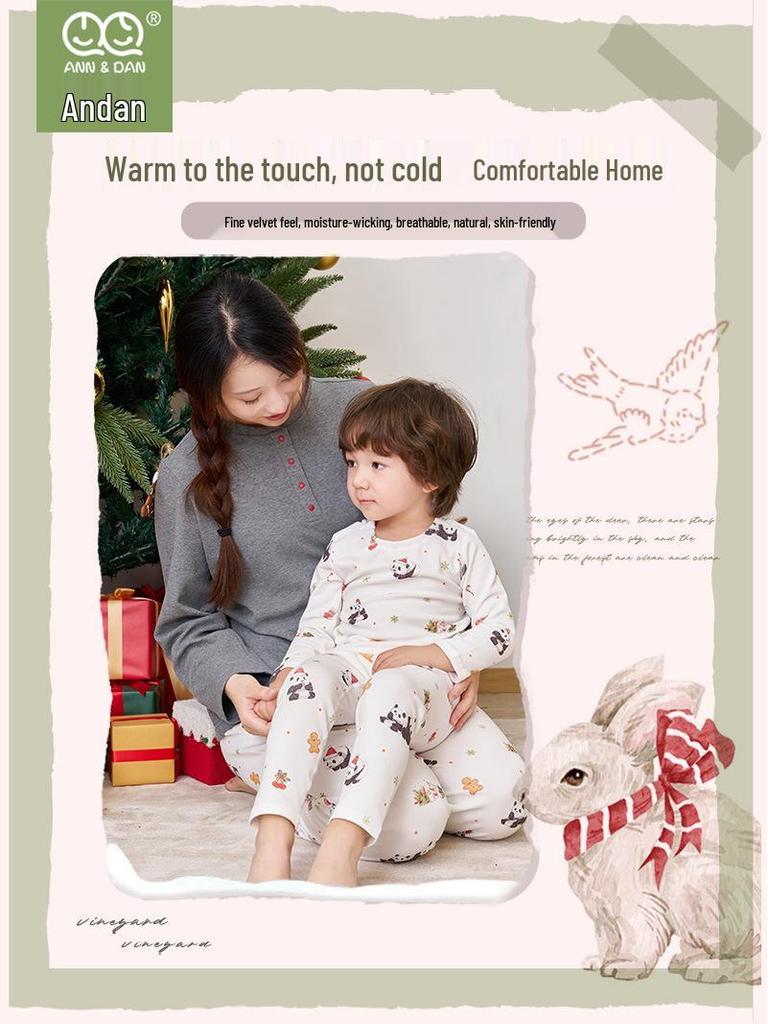 An Dan Christmas Edition Children's Cotton Long-Sleeve Autumn Pajamas Set for Women