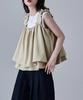 Etoll Gathered Bustier Flared Tank Size F Linen-Touch Top, Cami, Sleeveless, Top, Layered, Ivory,