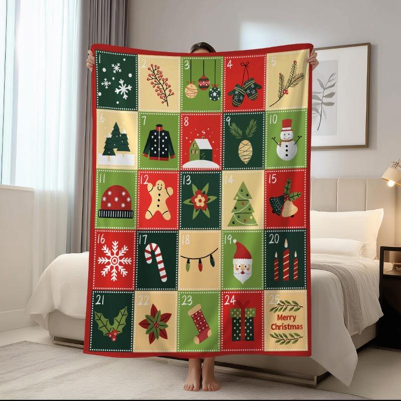 Christmas Printed Blanket Soft and Comfortable Skin Friendly Sofa Cover Blanket Christmas Decoration Suitable for All Seasons