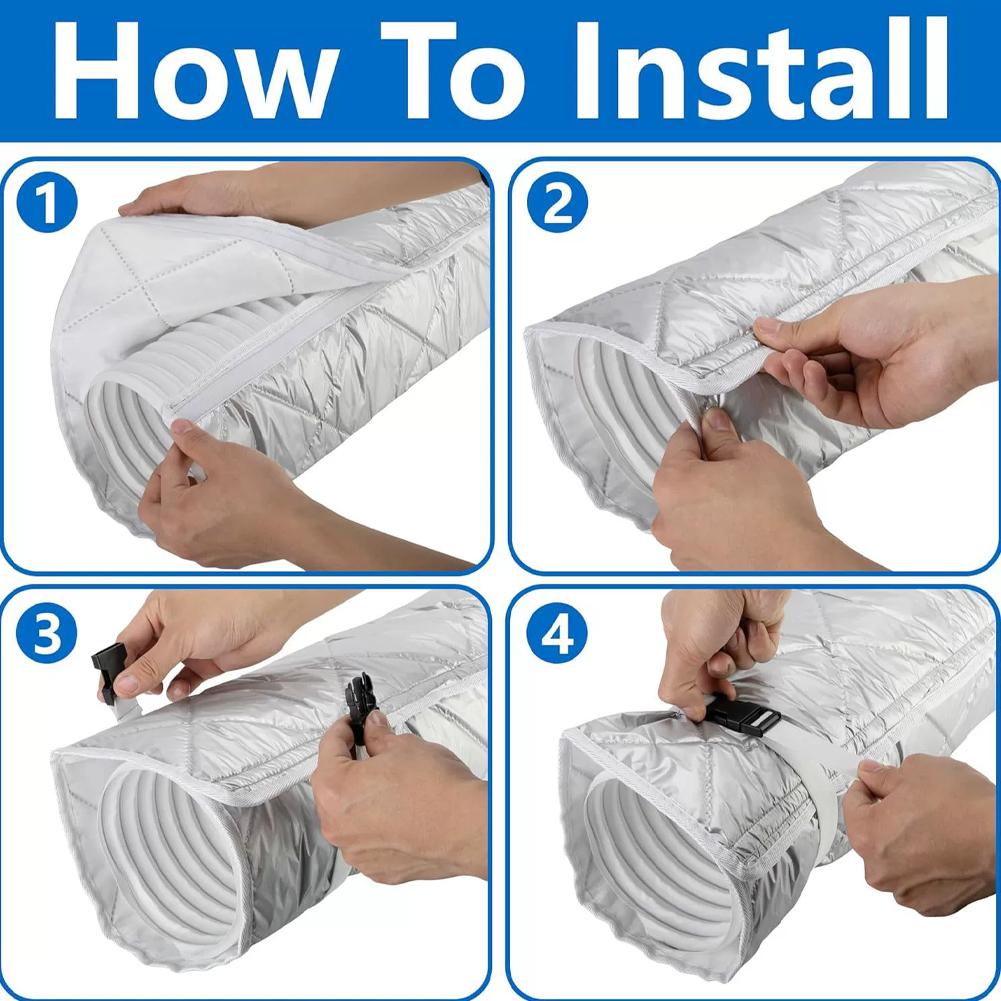 Adjustable AC Exhaust Hose Cover Quilted Insulation Sleeve for Portable Air Conditioner Duct