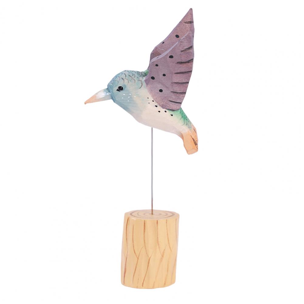 Hölzerne Kolibri-Figur Kolibri-Ornament mit Glocke Handgeschnitzte Holzschnitzerei Kolibri-Ornament Heim-Desktop-Dekoration