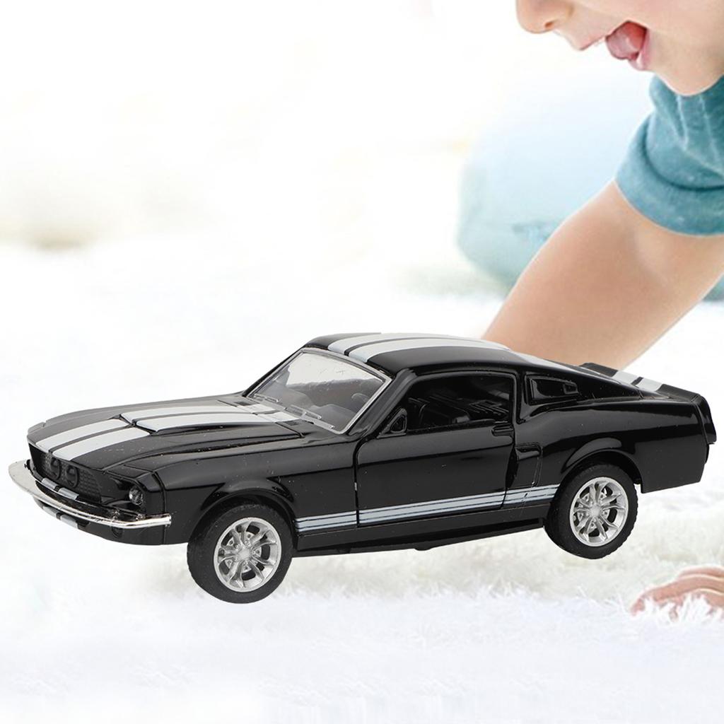 1:32 Mini Simulationslegierung Rückziehauto Licht und Ton Modell Spielzeugfahrzeug Kindergeschenk (Schwarz)