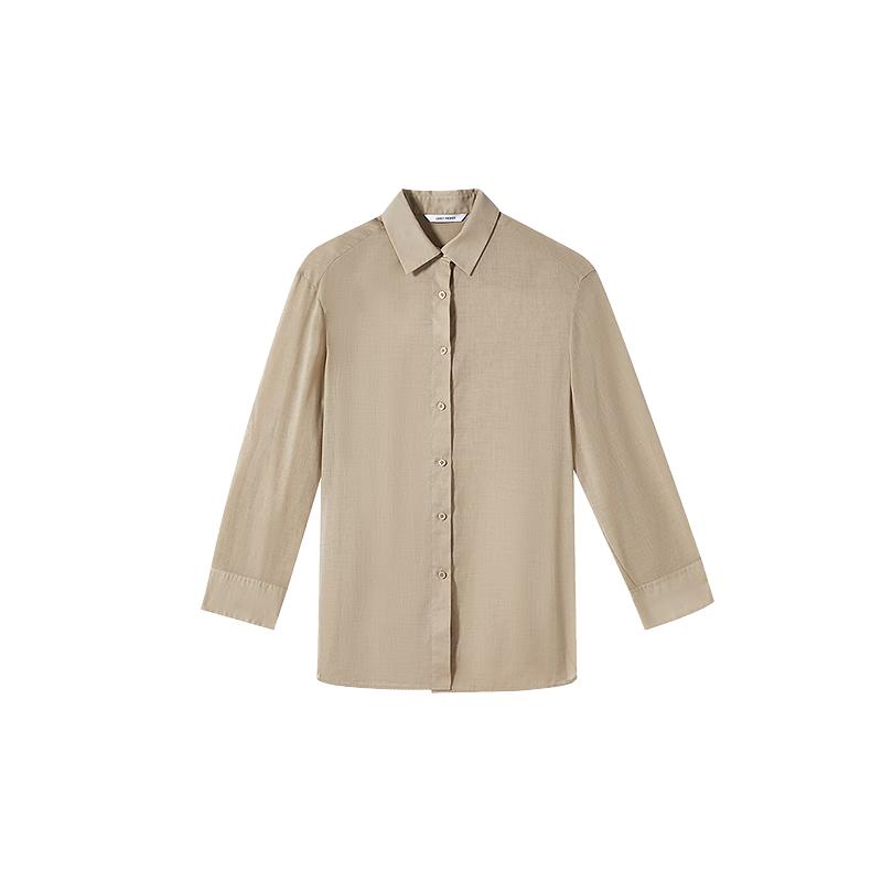 Lancy Women's Loose Fit Polo Collar Cardigan Blouse