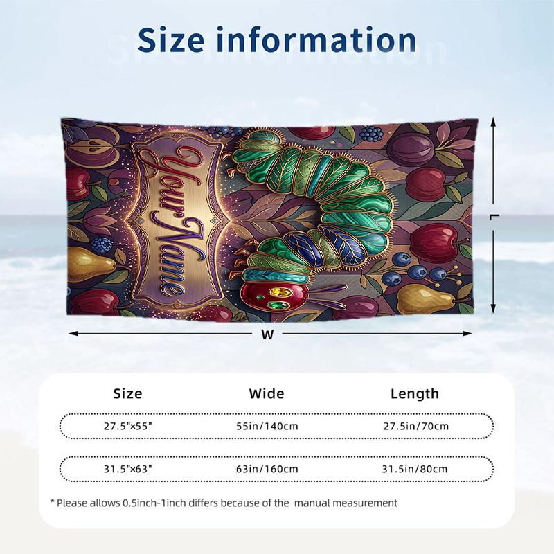 Forest Nature Theme Beach Towel Personalized Custom Name & Text Soft Quick Dry Beach Towel for Swimming Travel