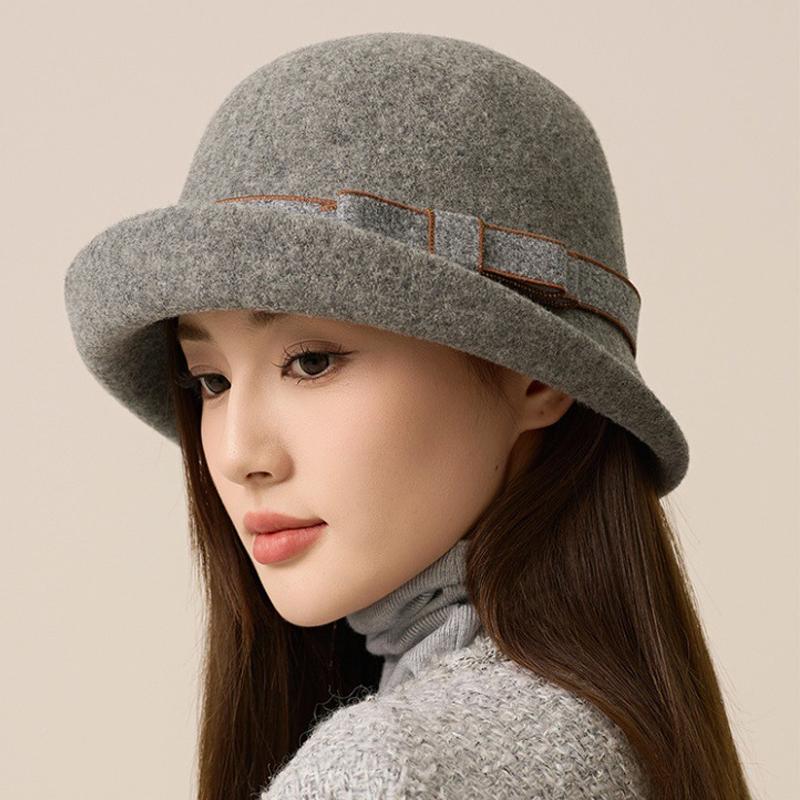 Herbst Winter Gürtel Wolle Fischerhut Damen Woll Becken Hut