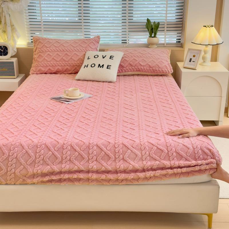 2025New Thickened Warm Bed Sheet Single Piece Autumn Winter Coral Fleece Bed Sheet Taffeta Mattress Protector