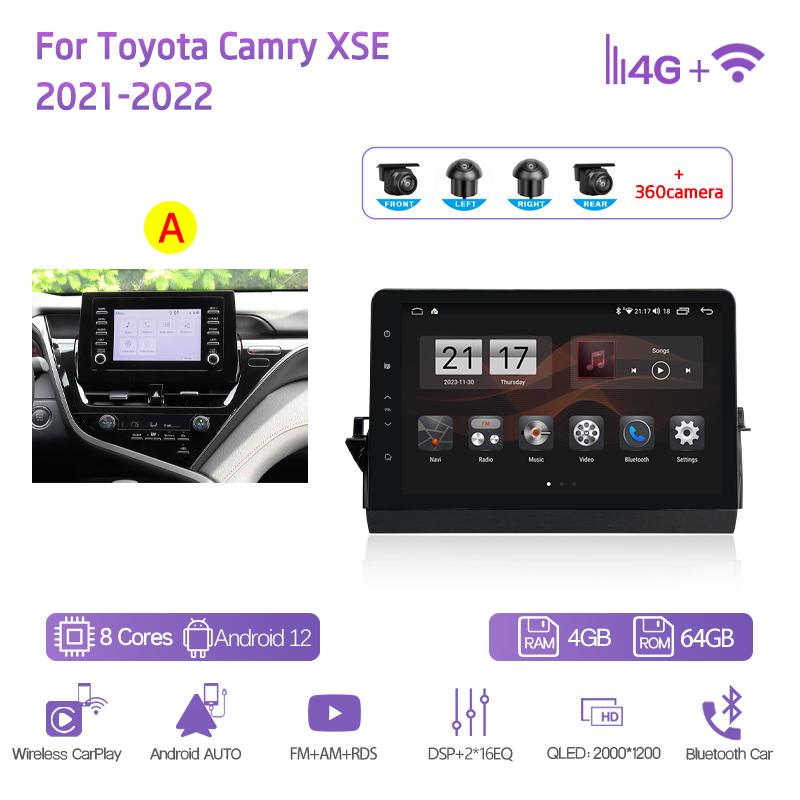 11.6" For Toyota Camry XSE 2025-2025 GPS Navigation Radio Android12 8Core CarPlay 4G Host 360Camera Car Multimedia Video Player