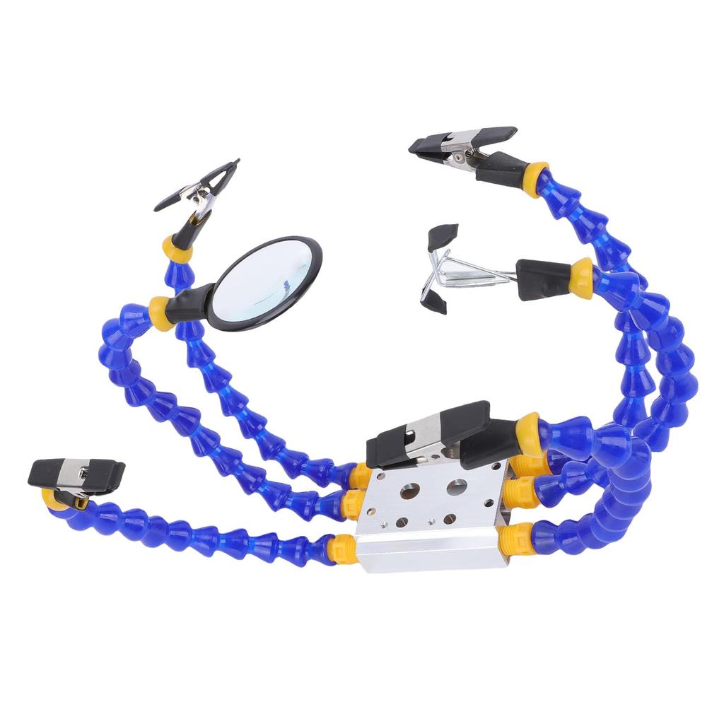 Helping Hands Soldering Station Kit 4 Flat Head and Cylindrical Clips Magnifier Glass 1 4in Welding Station Set for