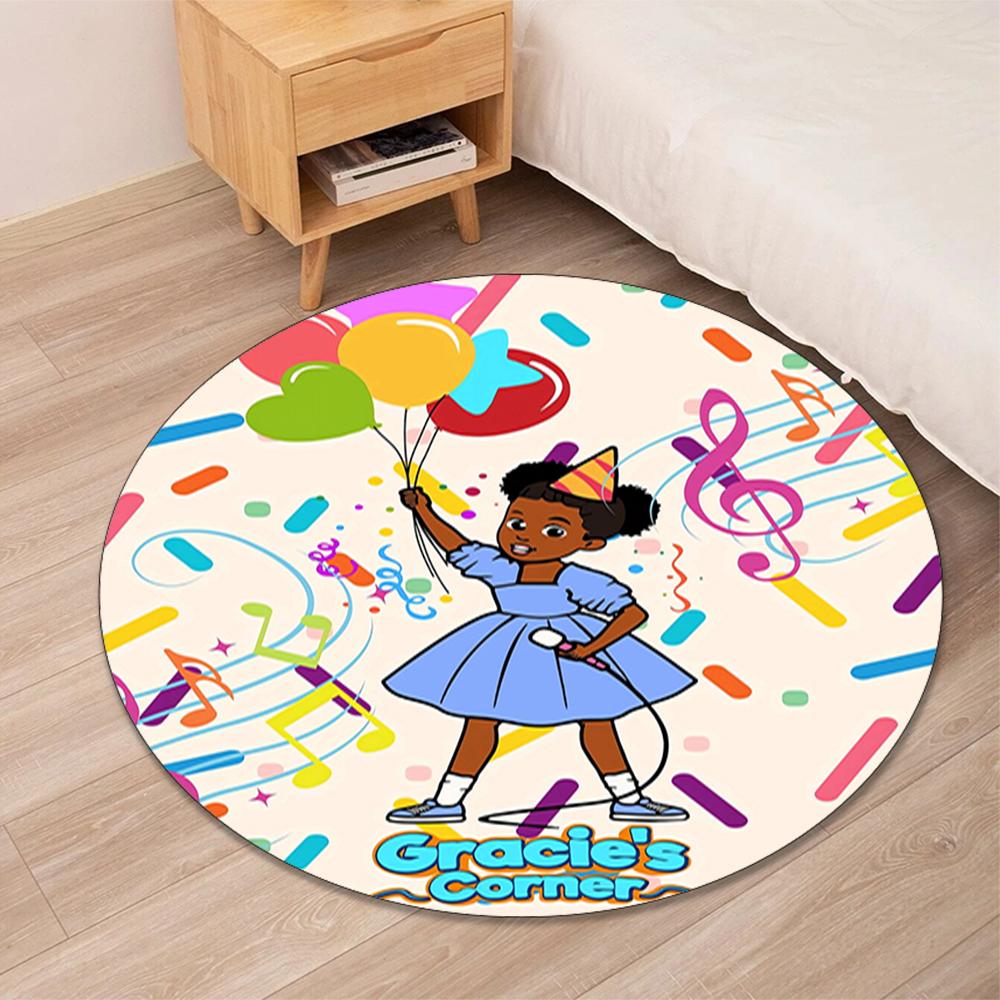 Gracie's Corner Printed Round Rug Carpet Chair Rug Area Rug Entryway Doormats,for Office Chair Living Room Bedroom Kitchen Room.