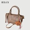Woven Style Portable Bucket Bag Simple Commuter Messenger Bag