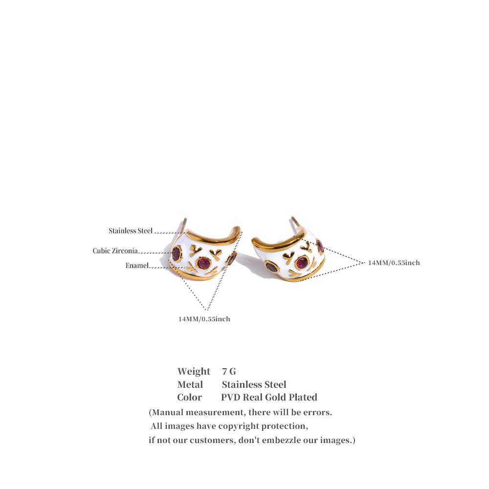 Eetit Weiße Emaille Zirkonia C-Form Huggie Ohrringe für Damen Edelstahl Täglich Hochwertiger Schicker Schmuck Allergie Vorbeugen