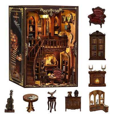CRESYMME Miniature House Dollhouse Book Nook Wooden DIY 3D Hobby Handmade Kit, (Old-fashioned Paperback)